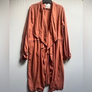 Elodie Rust Orange Drape Front Cardigan Sz L